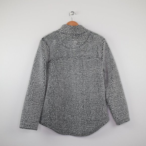 Green Tea Womens Fleece Pullover Sweatshirt Size M Gray Quarter Zip Sherpa Warm - Picture 3 of 10